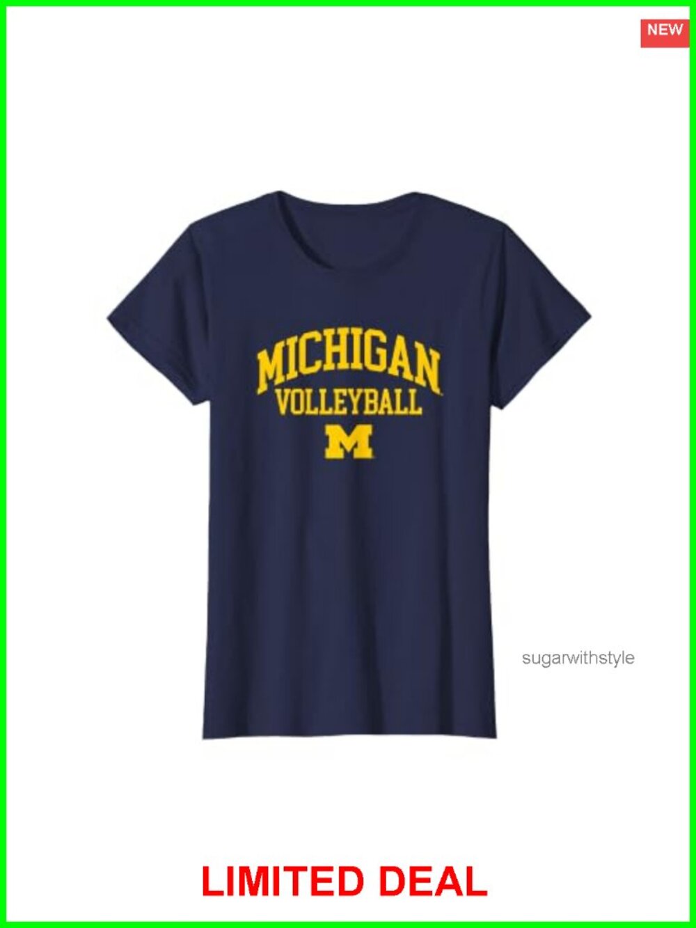 Michigan Wolverines Volleyball Tee Classic Fit V-Neck Short Sleeve
